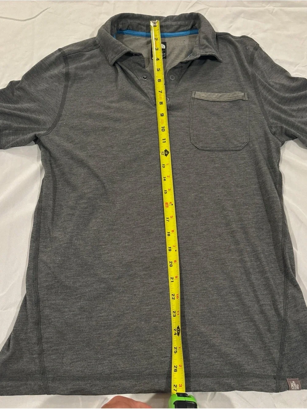 The North Face Men's Small Gray FlashDry Pocket Polo Shirt Short Sleeve Hiking